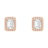 4.14 ctw Emerald Cut Moissanite Halo Stud Earrings