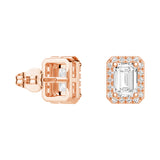 4.14 ctw Emerald Cut Moissanite Halo Stud Earrings