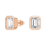 4 ctw Emerald Cut Moissanite Bezel Set Solitaire Stud Earrings