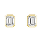 4 ctw Emerald Cut Moissanite Bezel Set Solitaire Stud Earrings