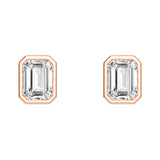 4 ctw Emerald Cut Moissanite Bezel Set Solitaire Stud Earrings