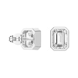 4 ctw Emerald Cut Moissanite Bezel Set Solitaire Stud Earrings