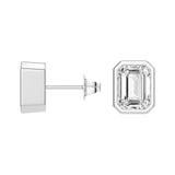 4 ctw Emerald Cut Moissanite Bezel Set Solitaire Stud Earrings