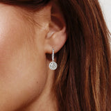 2.34 ctw Round Moissanite Pavé Halo Drop Earrings