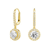 2.34 ctw Round Moissanite Pavé Halo Drop Earrings