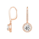 2.34 ctw Round Moissanite Pavé Halo Drop Earrings