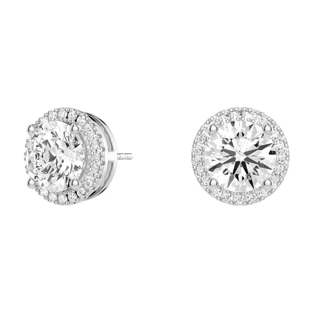 2.2 ctw Round Moissanite Pavé Halo Stud Earrings - MSBLUE JEWELRY