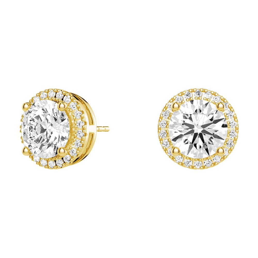 2.2 ctw Round Moissanite Pavé Halo Stud Earrings - MSBLUE JEWELRY