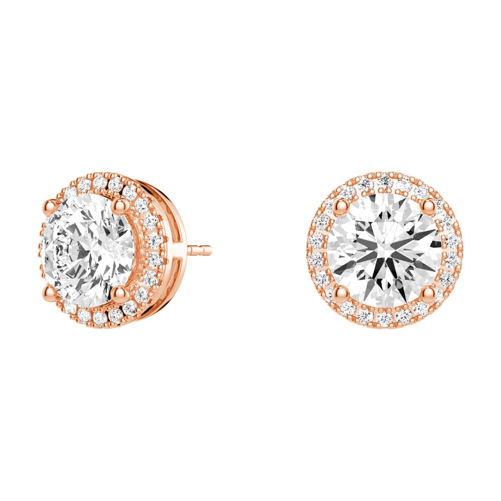2.2 ctw Round Moissanite Pavé Halo Stud Earrings - MSBLUE JEWELRY