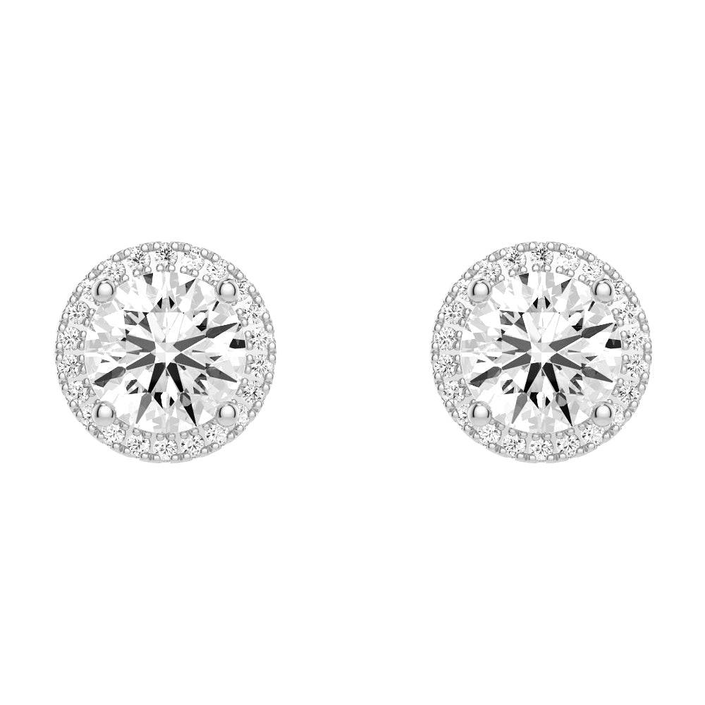 2.2 ctw Round Moissanite Pavé Halo Stud Earrings - MSBLUE JEWELRY