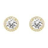 2.2 ctw Round Moissanite Pavé Halo Stud Earrings