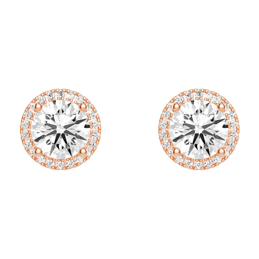 2.2 ctw Round Moissanite Pavé Halo Stud Earrings - MSBLUE JEWELRY