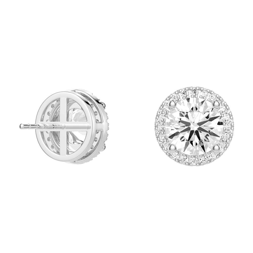 2.2 ctw Round Moissanite Pavé Halo Stud Earrings - MSBLUE JEWELRY
