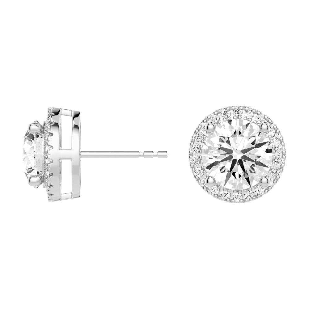 2.2 ctw Round Moissanite Pavé Halo Stud Earrings - MSBLUE JEWELRY