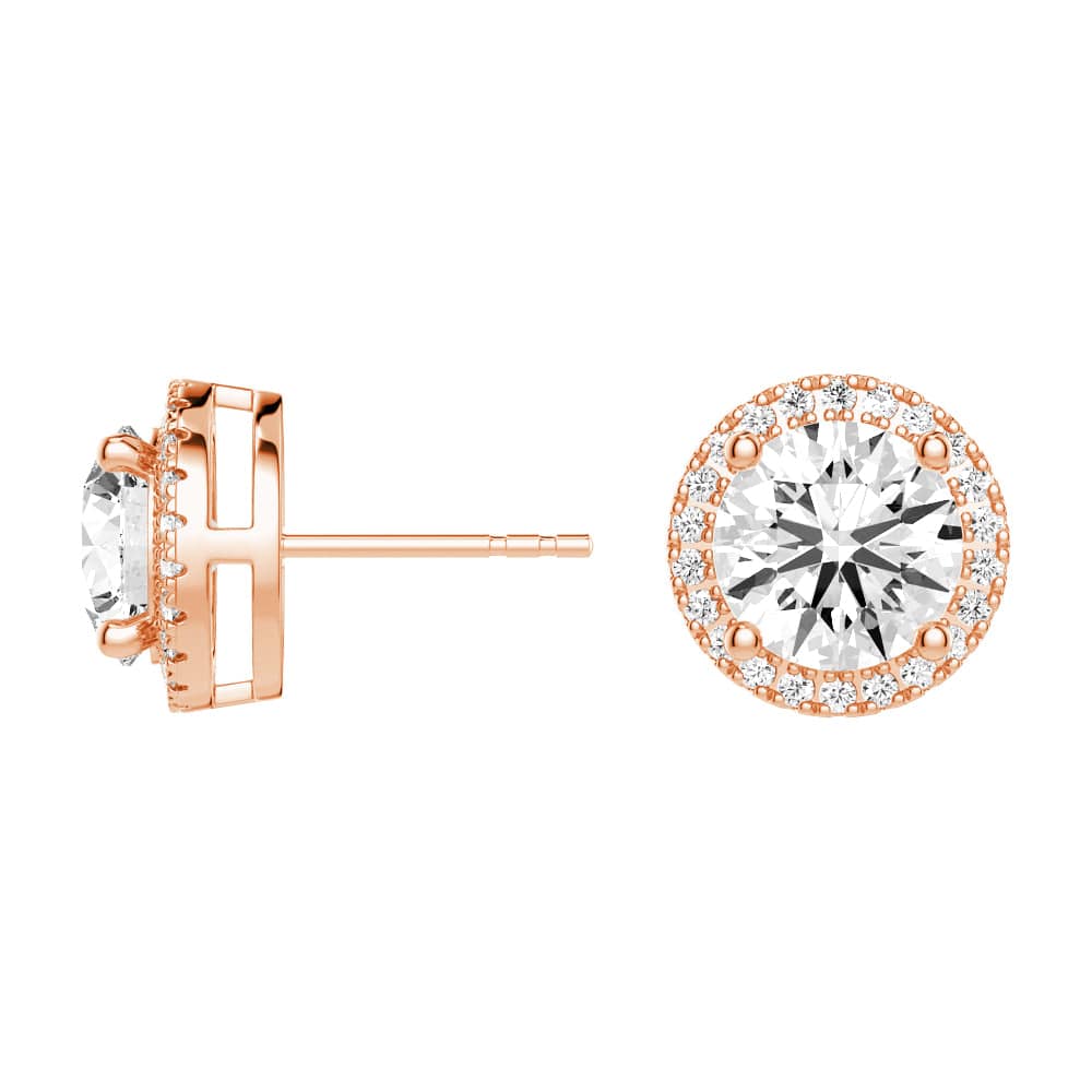2.2 ctw Round Moissanite Pavé Halo Stud Earrings - MSBLUE JEWELRY