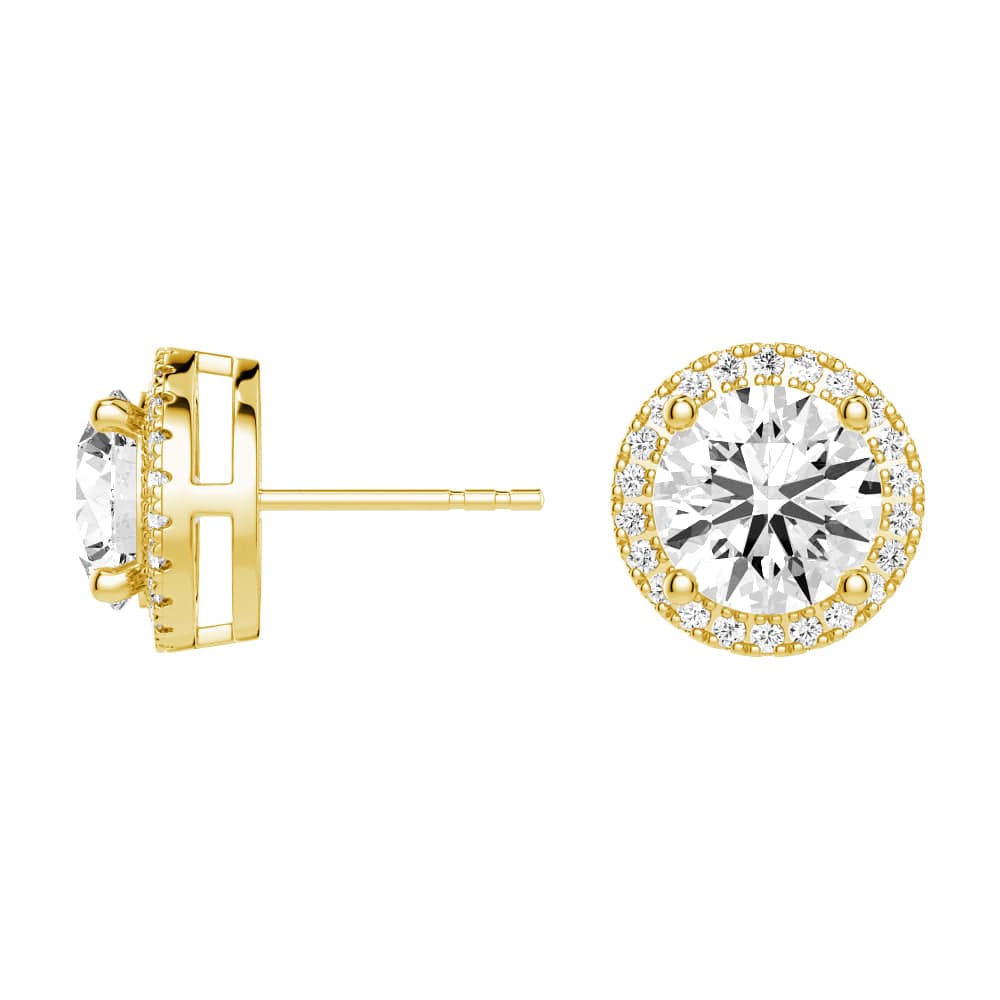 2.2 ctw Round Moissanite Pavé Halo Stud Earrings - MSBLUE JEWELRY