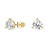 2 ctw Round Moissanite 3-Prong Solitaire Stud Earrings