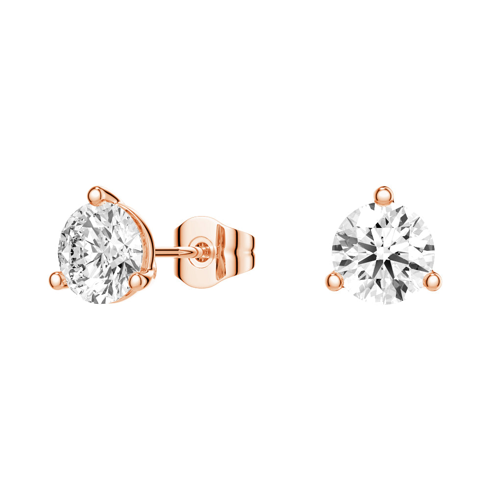 2 ctw Round Moissanite 3-Prong Solitaire Stud Earrings