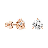 2 ctw Round Moissanite 3-Prong Solitaire Stud Earrings