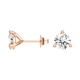 2 ctw Round Moissanite 3-Prong Solitaire Stud Earrings