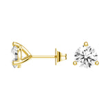 2 ctw Round Moissanite 3-Prong Solitaire Stud Earrings