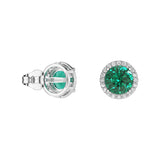 1.18 CT. Emerald and Pavé Halo Stud Earrings