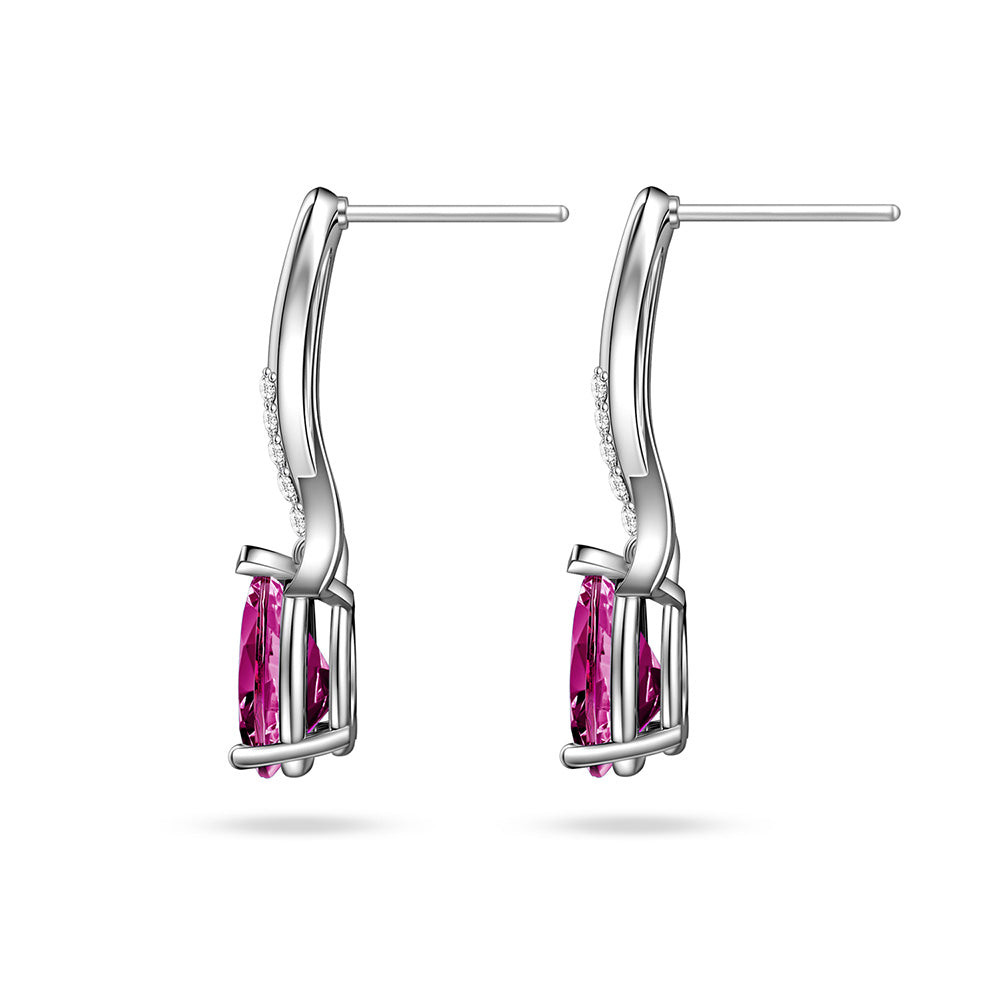 "You Are Supported And Protected" Pink Sapphire Earrings With Pavé Ribbon