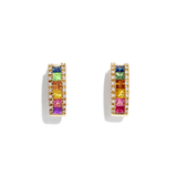 Multi Color Square Rainbow Gemstones Earrings