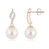 8mm Luminous Fire Freshwater Cultured Pearl Earrings with Moissanite Pavé - MSBLUE Jewelry