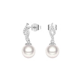 8mm Luminous Fire Freshwater Cultured Pearl Earrings with Moissanite Pavé - MSBLUE Jewelry