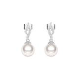 8mm Luminous Fire Freshwater Cultured Pearl Earrings with Moissanite Pavé - MSBLUE Jewelry