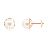 8mm Freshwater Cultured Pearl Earrings with Twisted Rope Frame