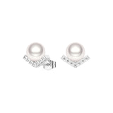 8mm Freshwater Cultured Pearl Chevron Stud Earrings - MSBLUE Jewelry