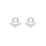 8mm Freshwater Cultured Pearl Chevron Stud Earrings - MSBLUE Jewelry