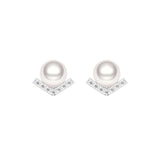 8mm Freshwater Cultured Pearl Chevron Stud Earrings - MSBLUE Jewelry