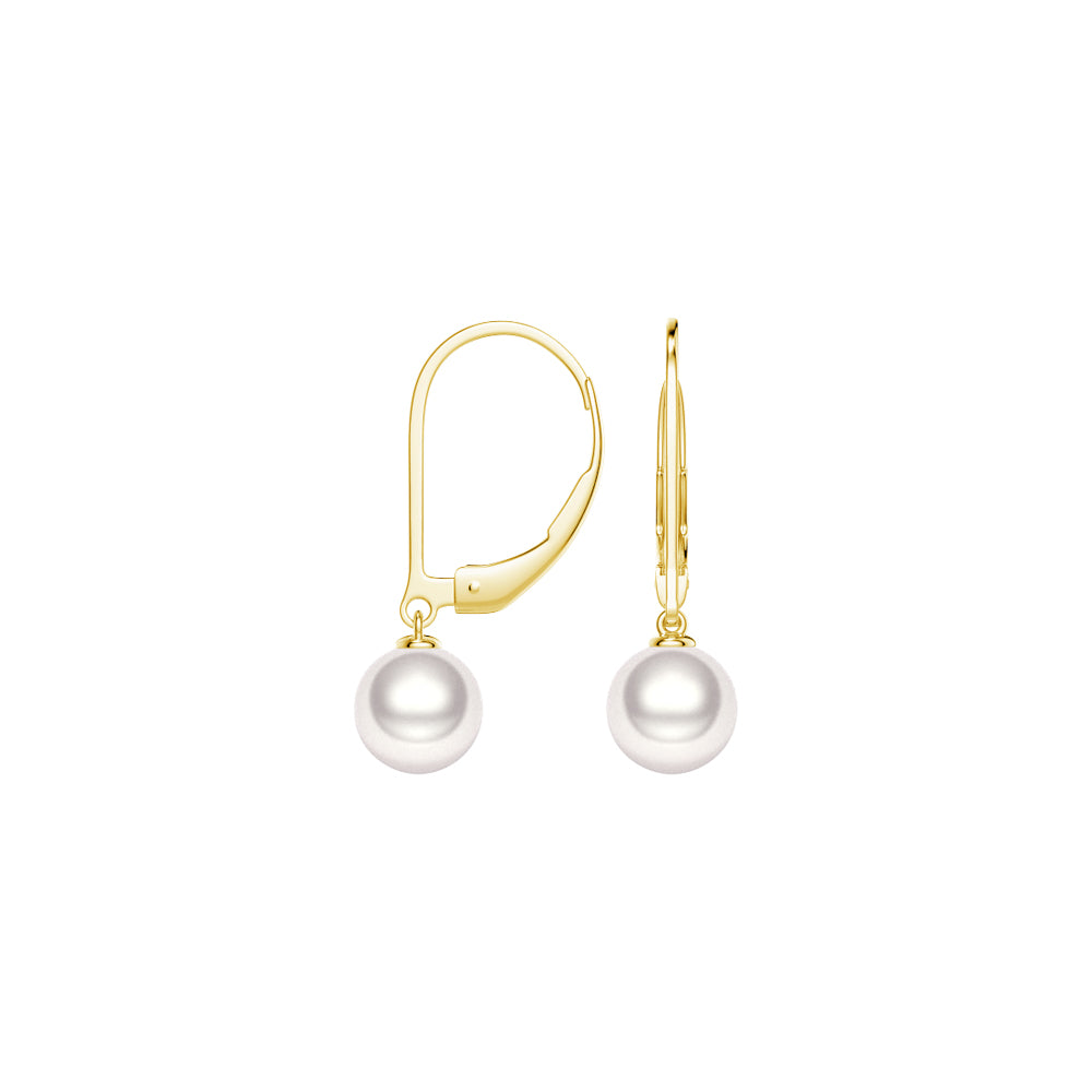 8mm Freshwater Cultured Pearl Leverback Earrings - MSBLUE Jewelry