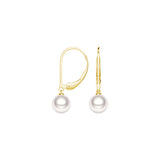 8mm Freshwater Cultured Pearl Leverback Earrings - MSBLUE Jewelry