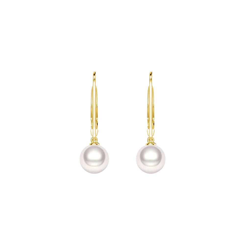 8mm Freshwater Cultured Pearl Leverback Earrings - MSBLUE Jewelry