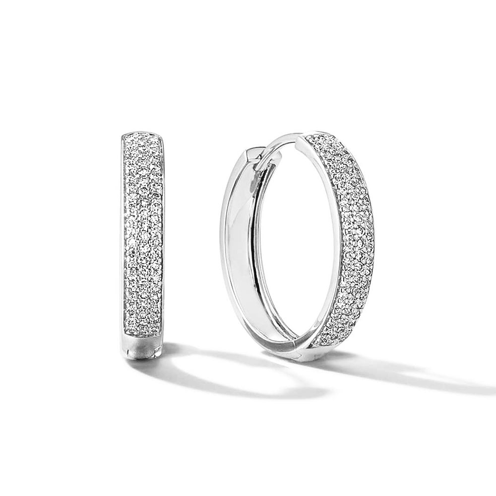 Triple Row Pavé Lab Grown Diamond Bold Medium Hoops