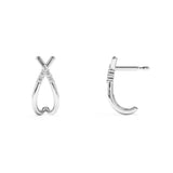 Cross Half Hoop Lab Grown Diamond Stud Earrings