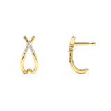 Cross Half Hoop Lab Grown Diamond Stud Earrings