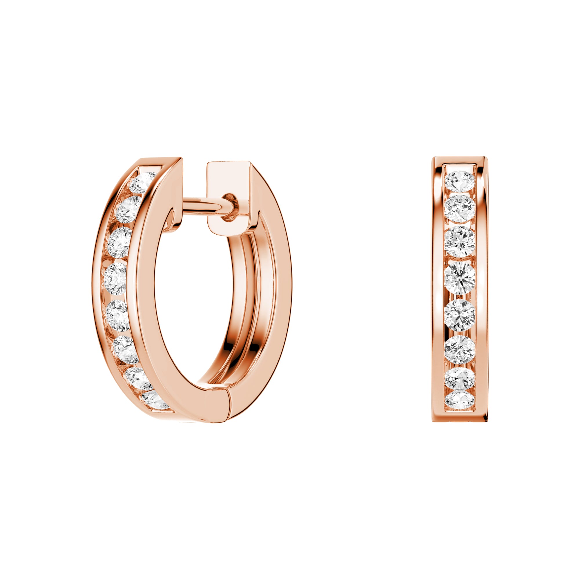 Round Cut Moissanite Channel Set Hoop Earrings