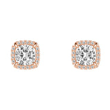 Cushion Cut Moissanite Shadow Halo Stud Earrings