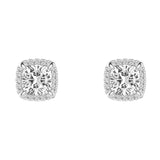 Cushion Cut Moissanite Shadow Halo Stud Earrings