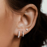 Triple Stack Lab Diamond Stud and Hoop Earrings Set