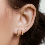 Triple Stack Lab Diamond Stud and Hoop Earrings Set