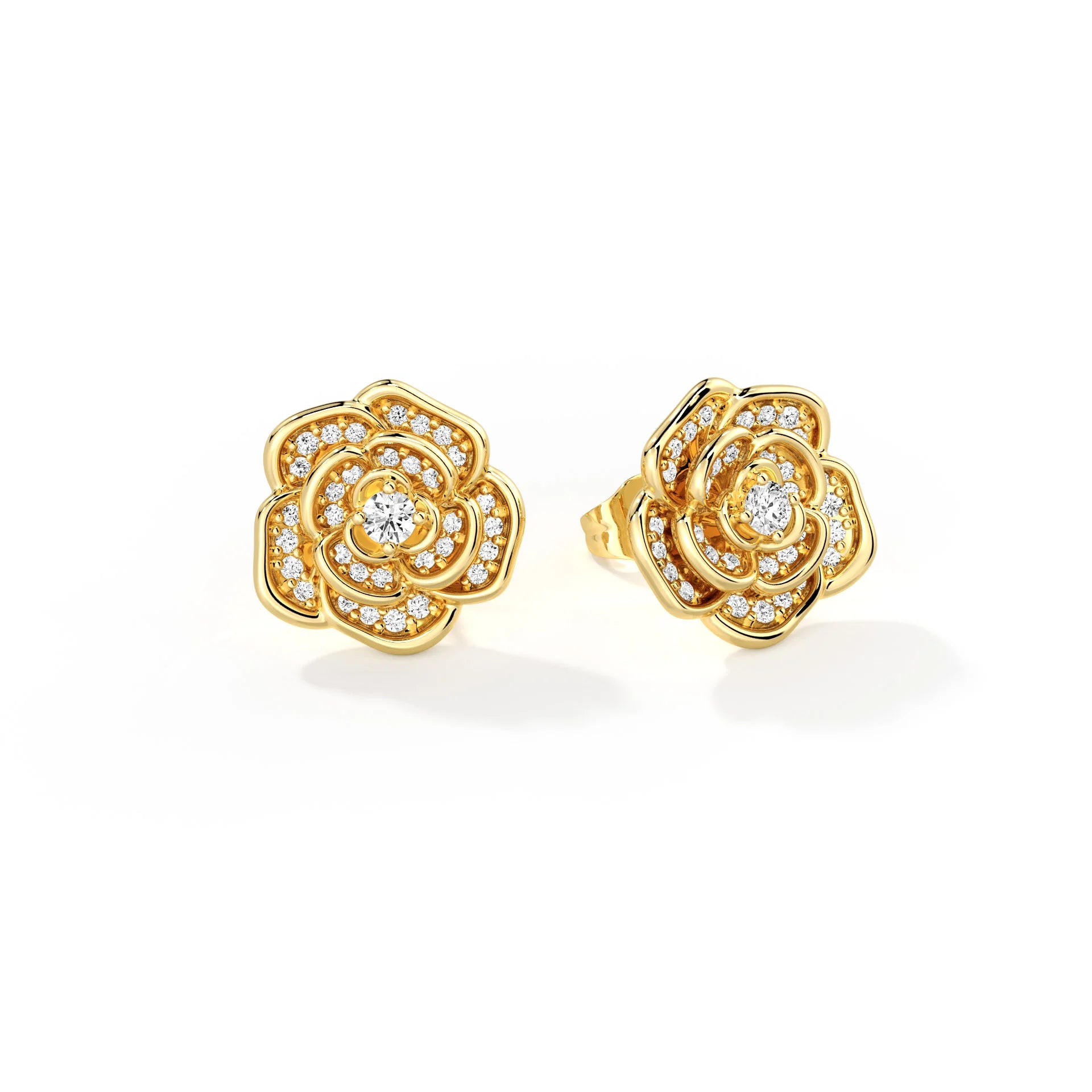 Moissanite Rose Flower Stud Earrings
