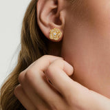 Moissanite Rose Flower Stud Earrings