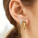 Triple Loop Contrast Stud Earrings