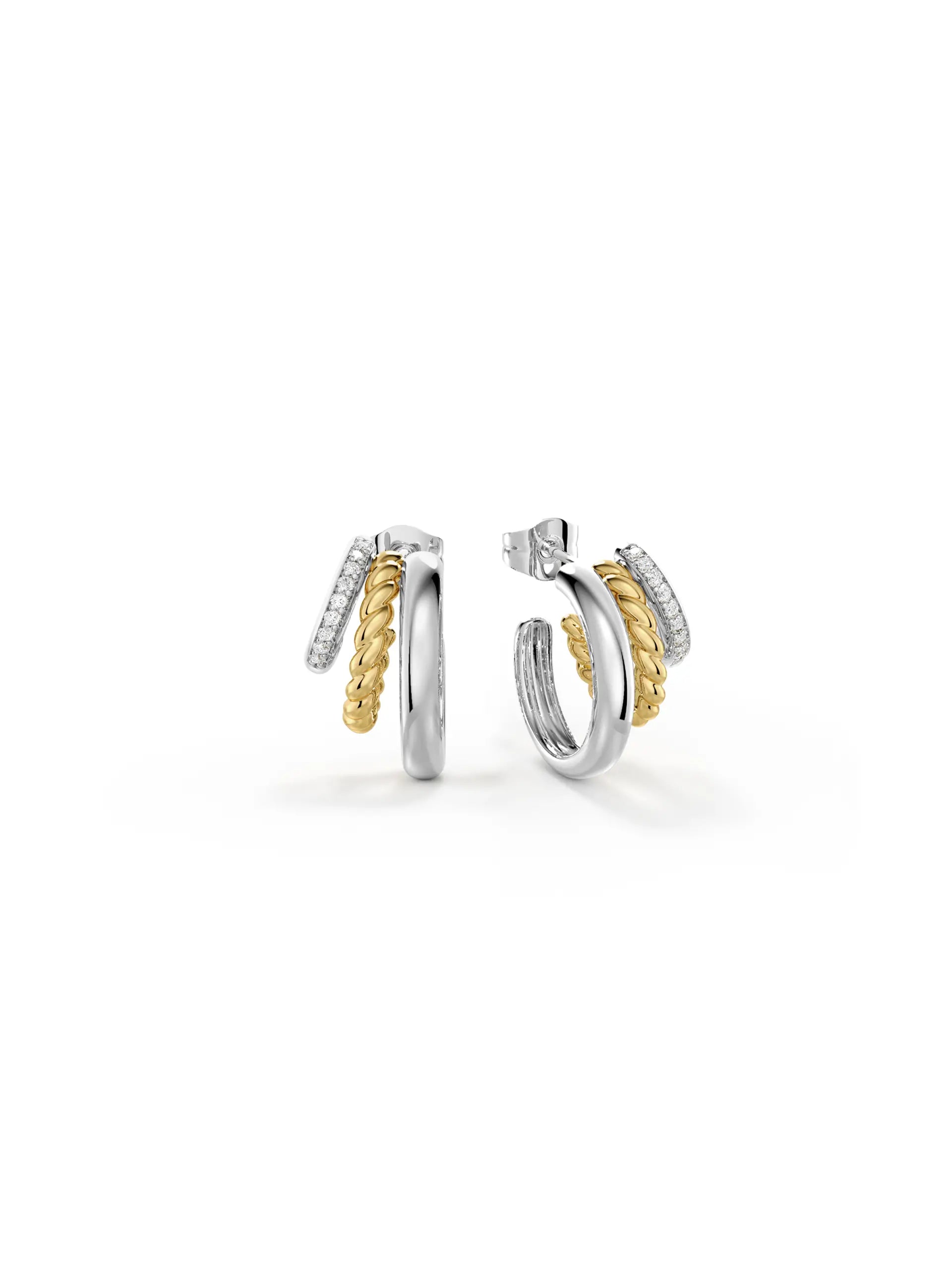 Triple Loop Two Tone Stud Earrings | Modern Daily Jewelry – MSBLUE Jewelry